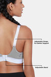 Zelocity High Impact Quick Dry Padded Sports Bra - Lt Grey — thumbnail 8